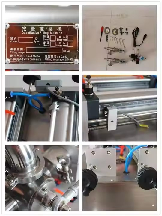 Máquina de llenado de líquidos para miel, jarabe, crema, agua y bebidas con llenador neumático de dos cabezales