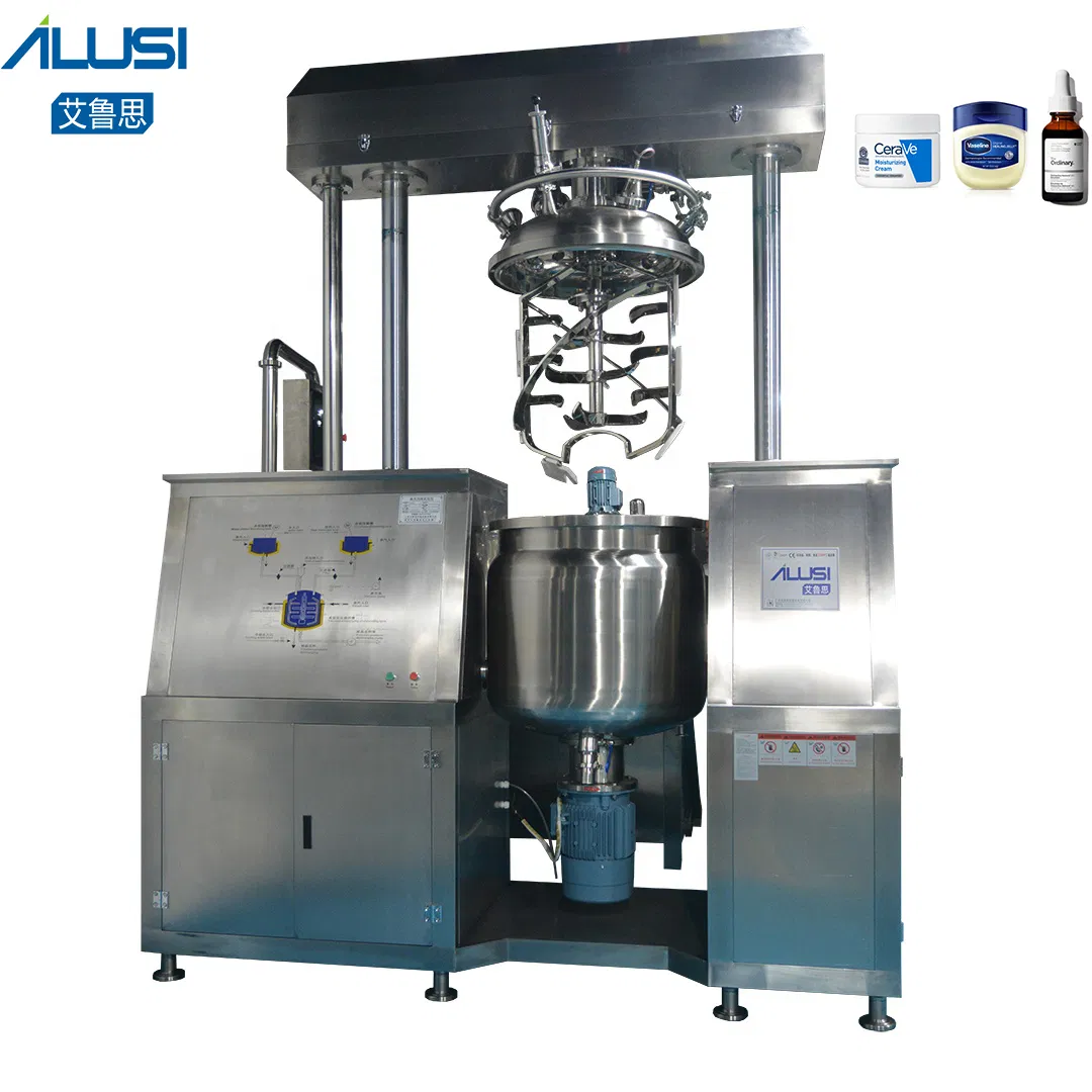 Mezclador de emulsión al vacío controlado por PLC para productos de cuidado de la piel y cosméticos. Emulsificador homogéneo