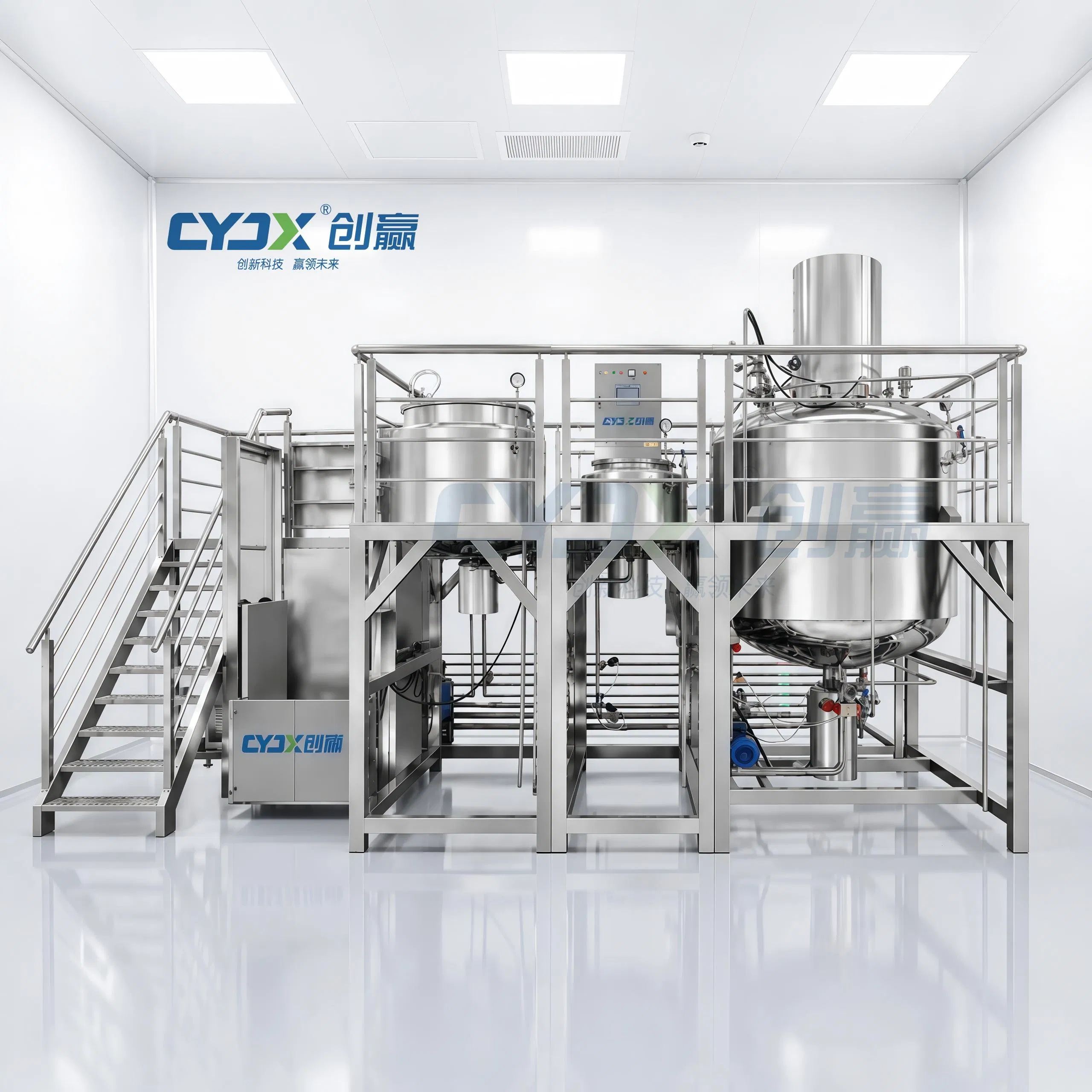 Cosmetic Production Mixing Tank 2500L Hair Care Homogenizing Mixer Vacuum Homogenizer Mixer Emulsifier Machine for Shampoo Hair Care Products
