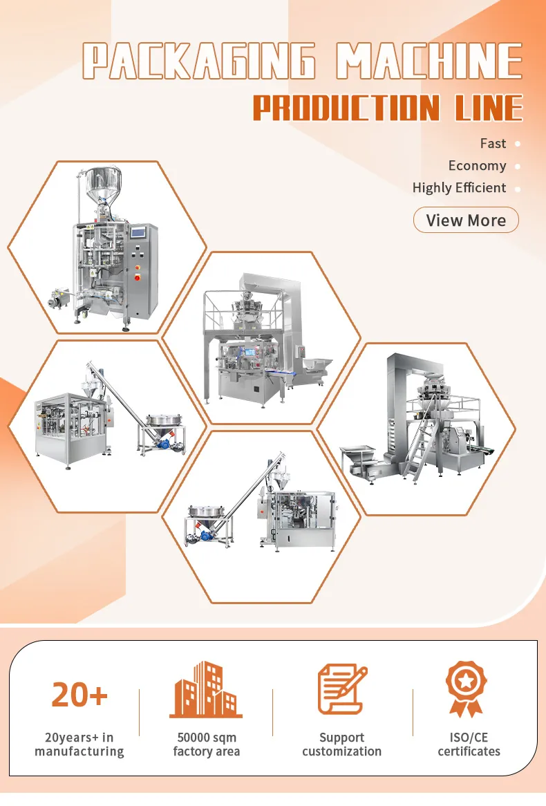 Línea de Empaque Vertical para Productos en Polvo Suelto para Empaque Automático de Gránulos