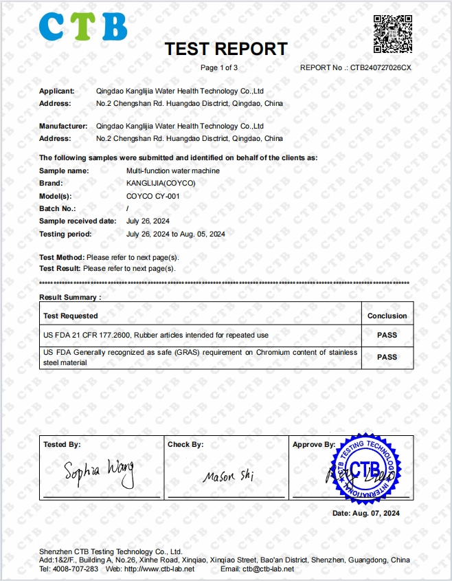 Certificado FDA