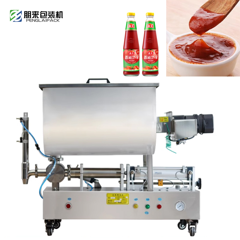 Máquina de llenado de tanque de mezcla calefaccionado neumático semiautomático para líquidos, pastas, cremas, bálsamos labiales y lociones corporales