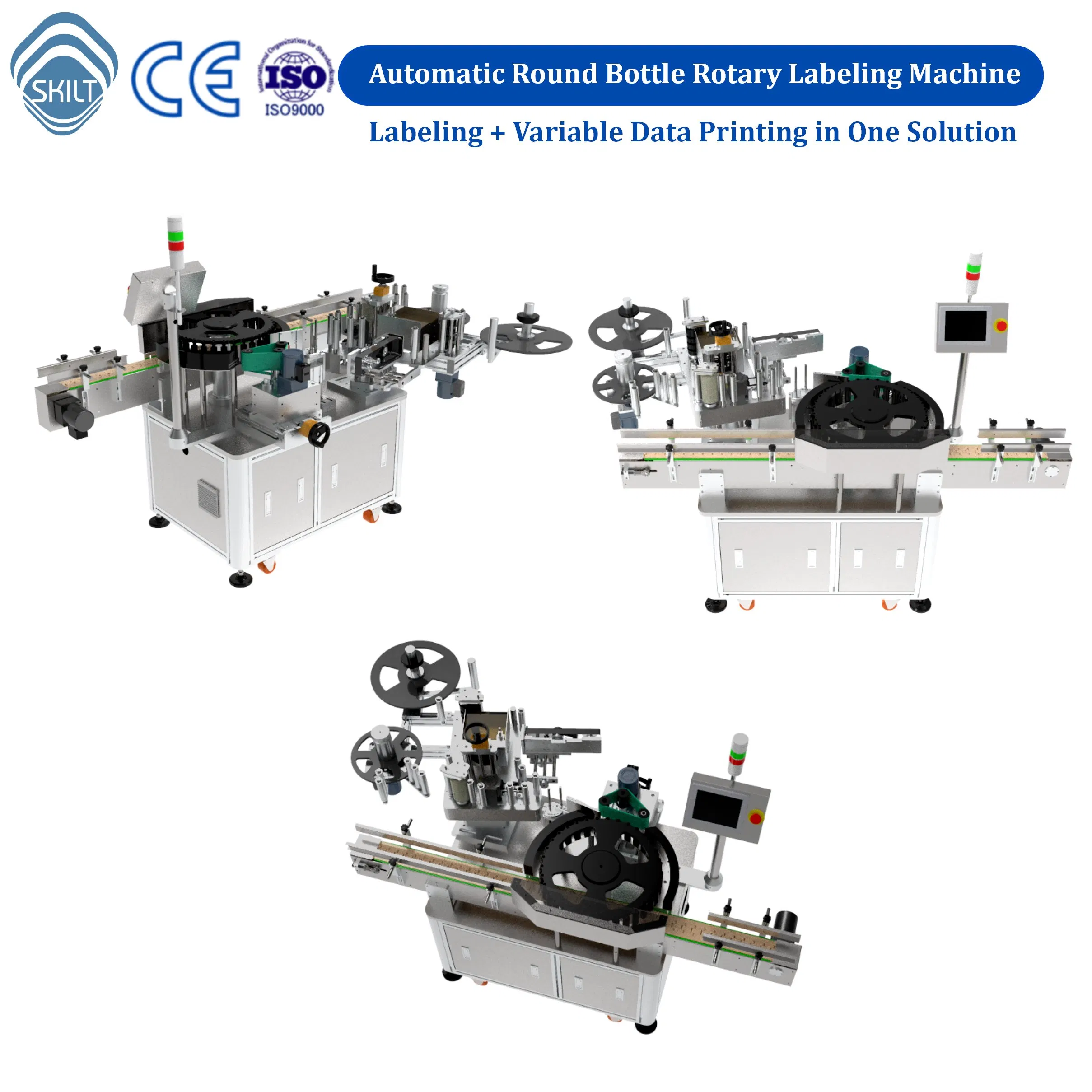 Máquina de etiquetado rotativa de alta velocidad para botellas redondas