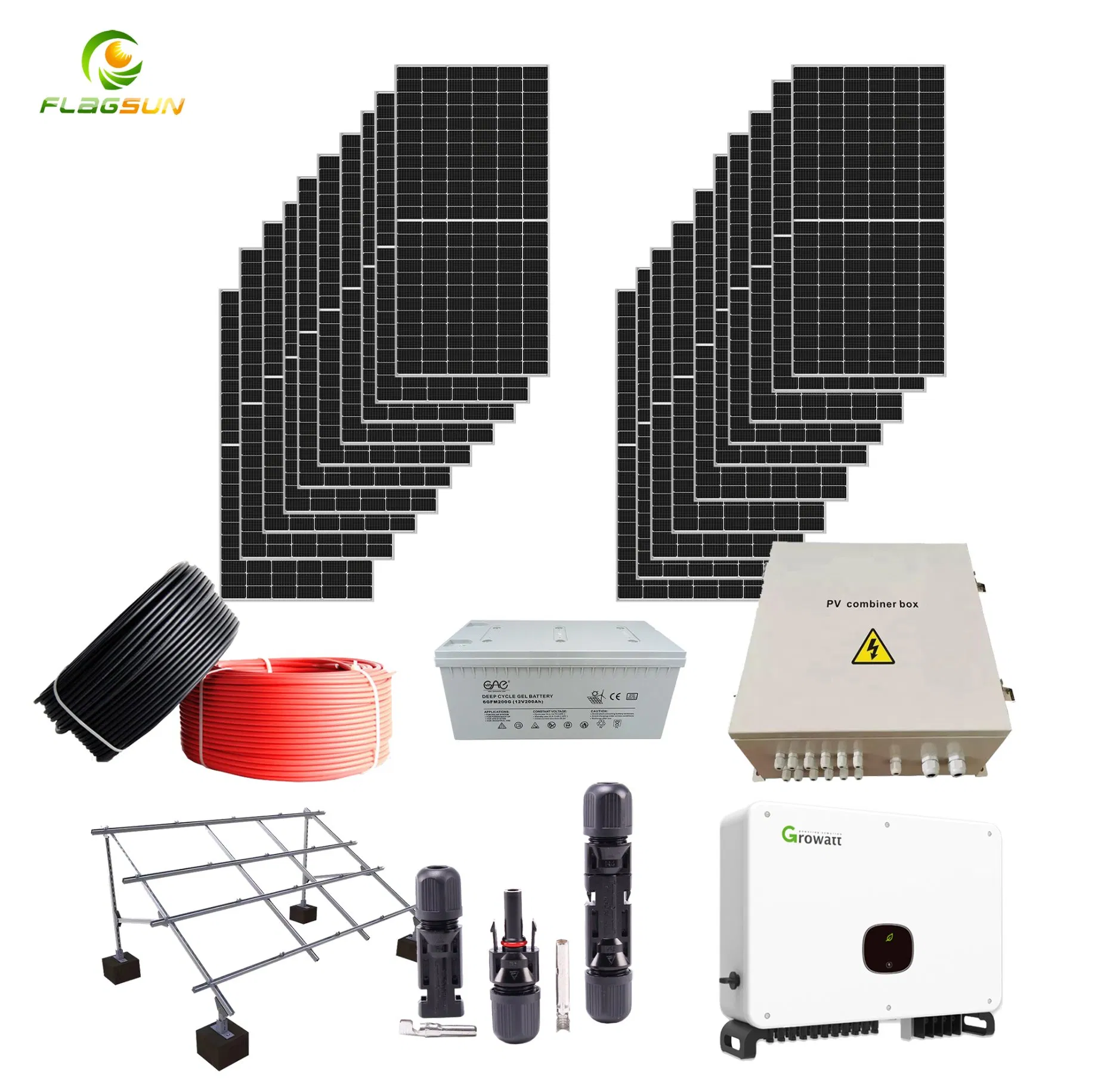 مجموعة كاملة من ألواح الطاقة الشمسية 20kw 30kw 40kw 50kw 100kw نظام الطاقة الشمسية المتصل بالشبكة / المنفصل عن الشبكة للاستخدام السكني والتجاري والزراعي