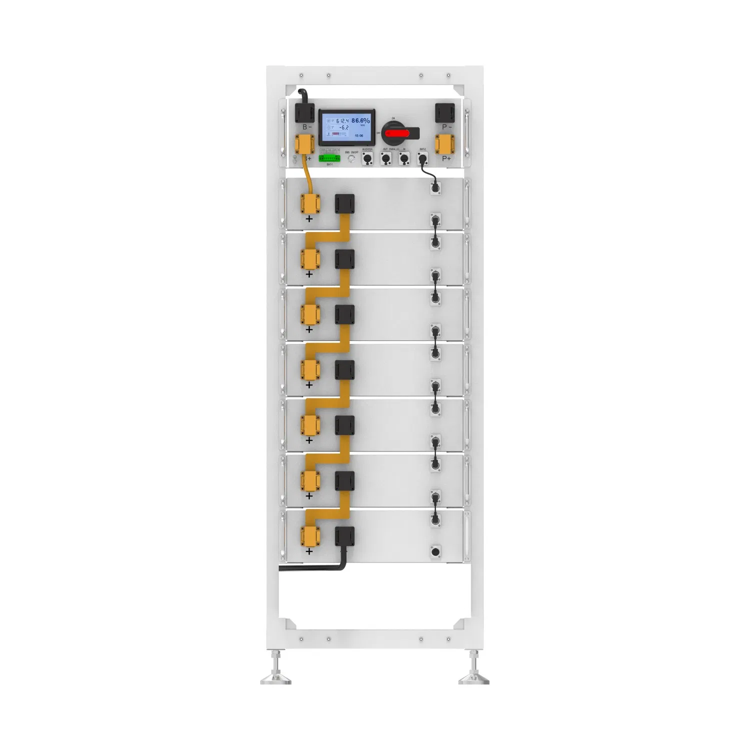 جهد عالي 20kwh-120kwh مع LiFePO4 نظام بطارية ليثيوم أيون راك LiFePO4 حزمة بطارية Hv 153.6V-614.4V بطارية تخزين الطاقة الشمسية