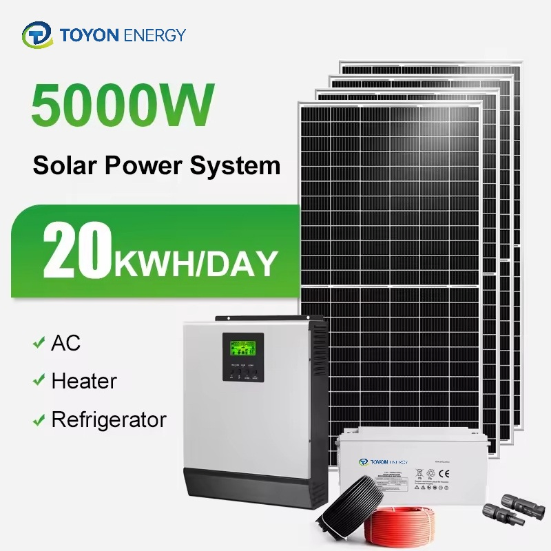 5kw 10kw 20kw 30kw نظام طاقة شمسية هجين كامل عالي الكفاءة للاستخدام المنزلي