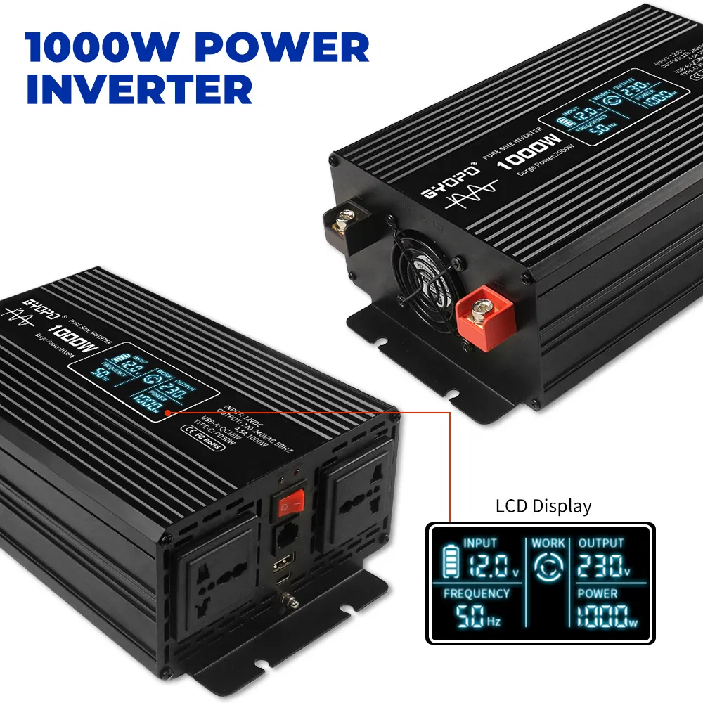 سعر المصنع 12V/24V/48V محولات تيار مستمر إلى تيار متردد 110V/120V/220V/230V/240V محولات السيارات 1000W/1500W/2000W/3000W/4000W/5000W عاكس الطاقة الشمسية ذو الموجة الجيبية النقية