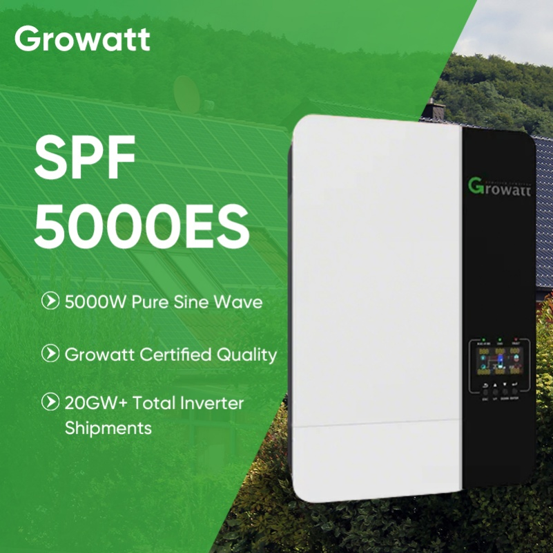 محول الطاقة الشمسية جروات SPF3500es 5000es محول الطاقة الشمسية خارج الشبكة 3.5kw 5kw محول تيار مستمر إلى تيار متردد بقدرة موجة جيبية نقية بسعر الجملة لأنظمة الطاقة المنزلية