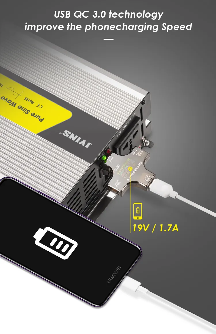 1000W 12V/24V/48V إلى 220V محول طاقة شمسية على شكل موجة جيبية نقية