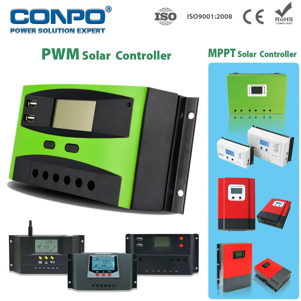 10A~100A, 12V/24V شاحن شمسي للتحكم، USB، شاشة LCD، PWM