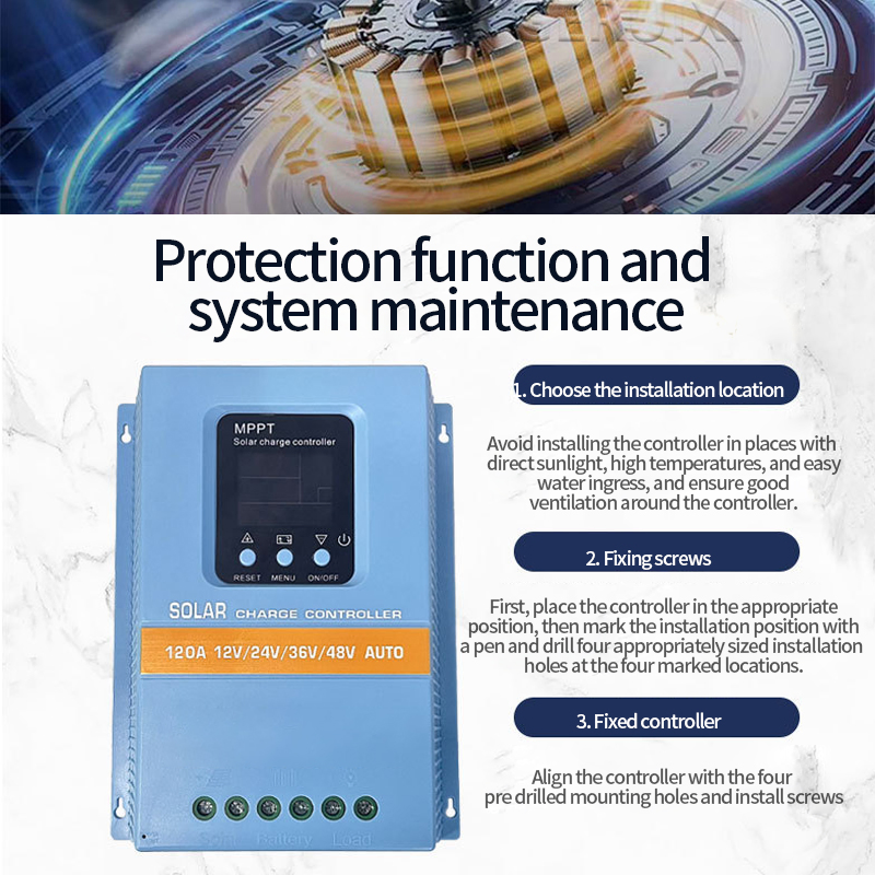 99% كفاءة عالية 12V/24V/36V/48V 120A جهاز تحكم شحن الطاقة الشمسية MPPT