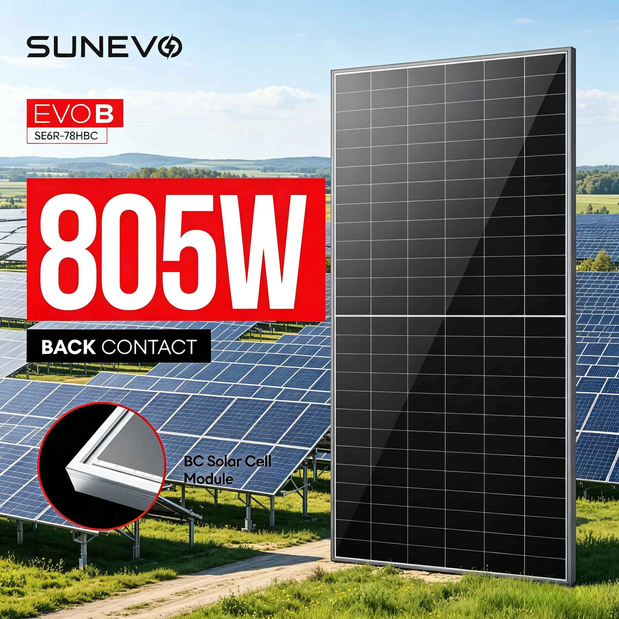 سونوو 750W 770W 800W 805W نوع بيفاسيال للألواح الشمسية وحدات الاتصال الخلفي مع توصيل عالمي لطاقة الشمس المنزلية