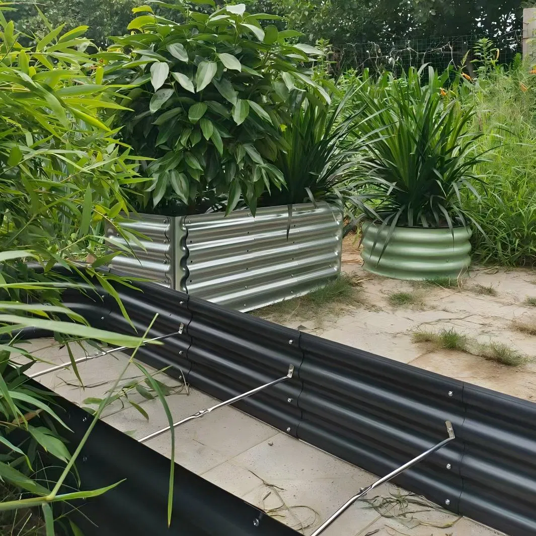 سرير حديقة مرتفع مجلفن، صندوق زراعة خارجي، 5FT*2FT*17in صندوق زراعة معدني بيضاوي مستطيل مربع دائري للزراعة والزرع