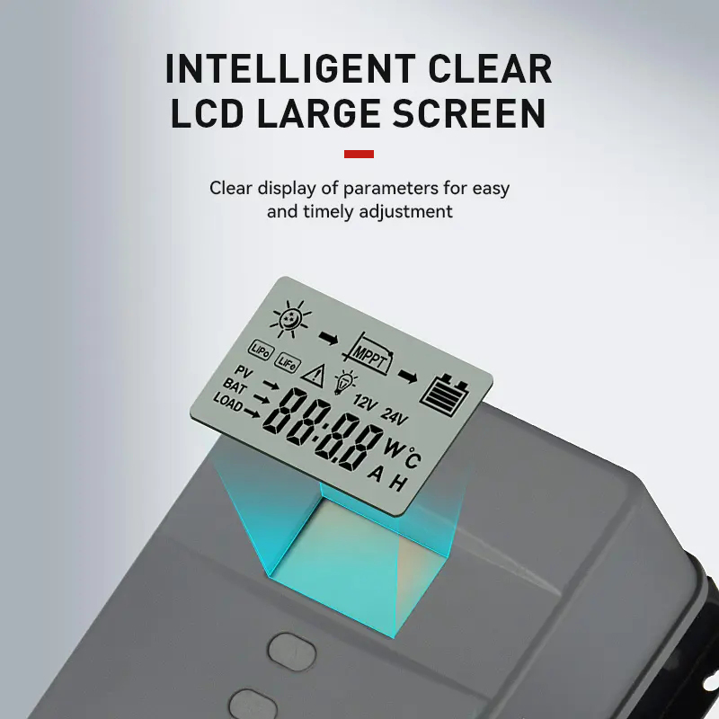 شاشة LCD كبيرة واضحة ذكية 12/24/36V أوتوماتيكية 60A جهاز تحكم شحن شمسي MPPT لنظام الطاقة الشمسية المنزلي خارج الشبكة
