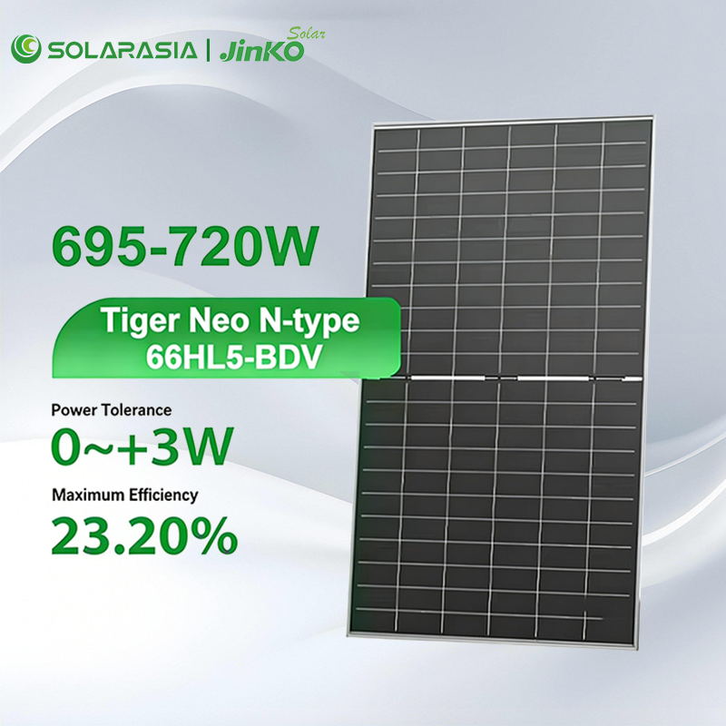 جينكو 700W 66hl5-Bdv لوحة شمسية 700W 156 خلية لوحة شمسية توكون نوع بي ثنائي الوجه لوحة ضوئية أحادية البلورة 700W 710W 720W وحدة الطاقة الشمسية للبيع