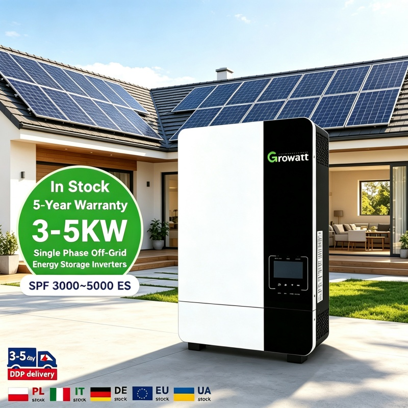 محول الطاقة الشمسية جروات SPF3500es 5000es محول الطاقة الشمسية خارج الشبكة 3.5kw 5kw محول تيار مستمر إلى تيار متردد بقدرة موجة جيبية نقية بسعر الجملة لأنظمة الطاقة المنزلية