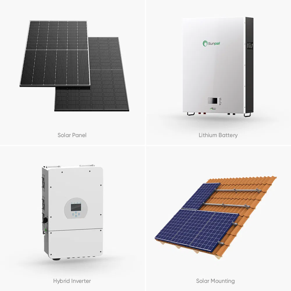 نظام الطاقة الشمسية الهجين المنزلي من صن بال 5Kw 10Kw 40Kw 50Kw نظام تخزين الطاقة خارج الشبكة مجموعة الطاقة الشمسية