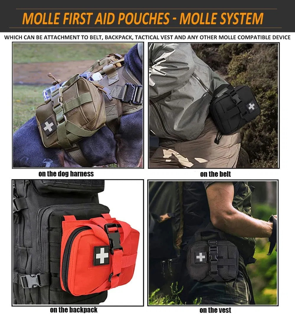 Bolsa Compacta de Primeiros Socorros Tática Molle para Homens ao Ar Livre EDC Caça Oxford