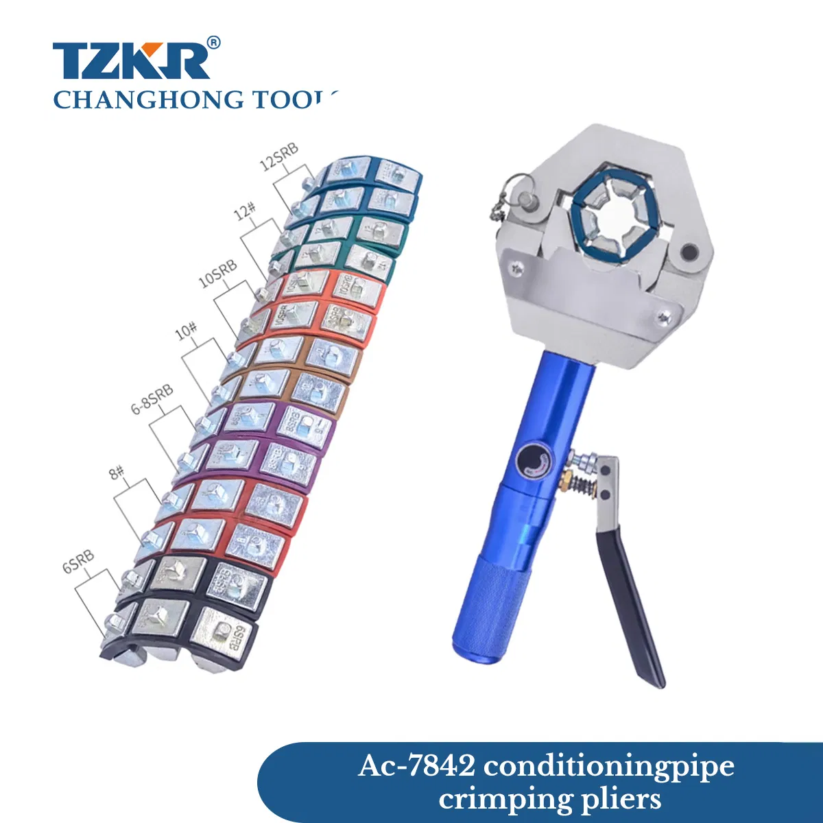 Kit de Crimpagem Hidráulica Manual Portátil e Manual para Mangueira de Ar Condicionado Tipo Hexagonal 7842