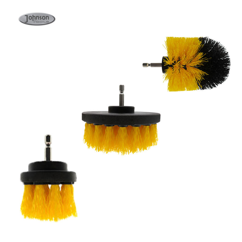 Conjunto de 3 Peças Escovas de Escova Amarela para Limpeza de Superfícies do Banheiro