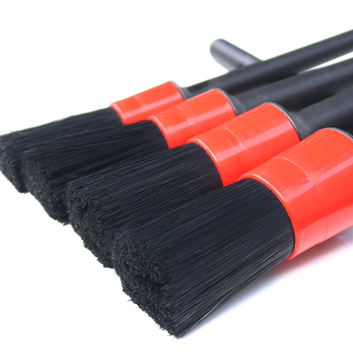 Kit de Limpeza de Carro com Escova de Detalhamento Multipropósito Escova Macia para Cuidados com o Carro Escova Preta para 5 PCS Conjunto