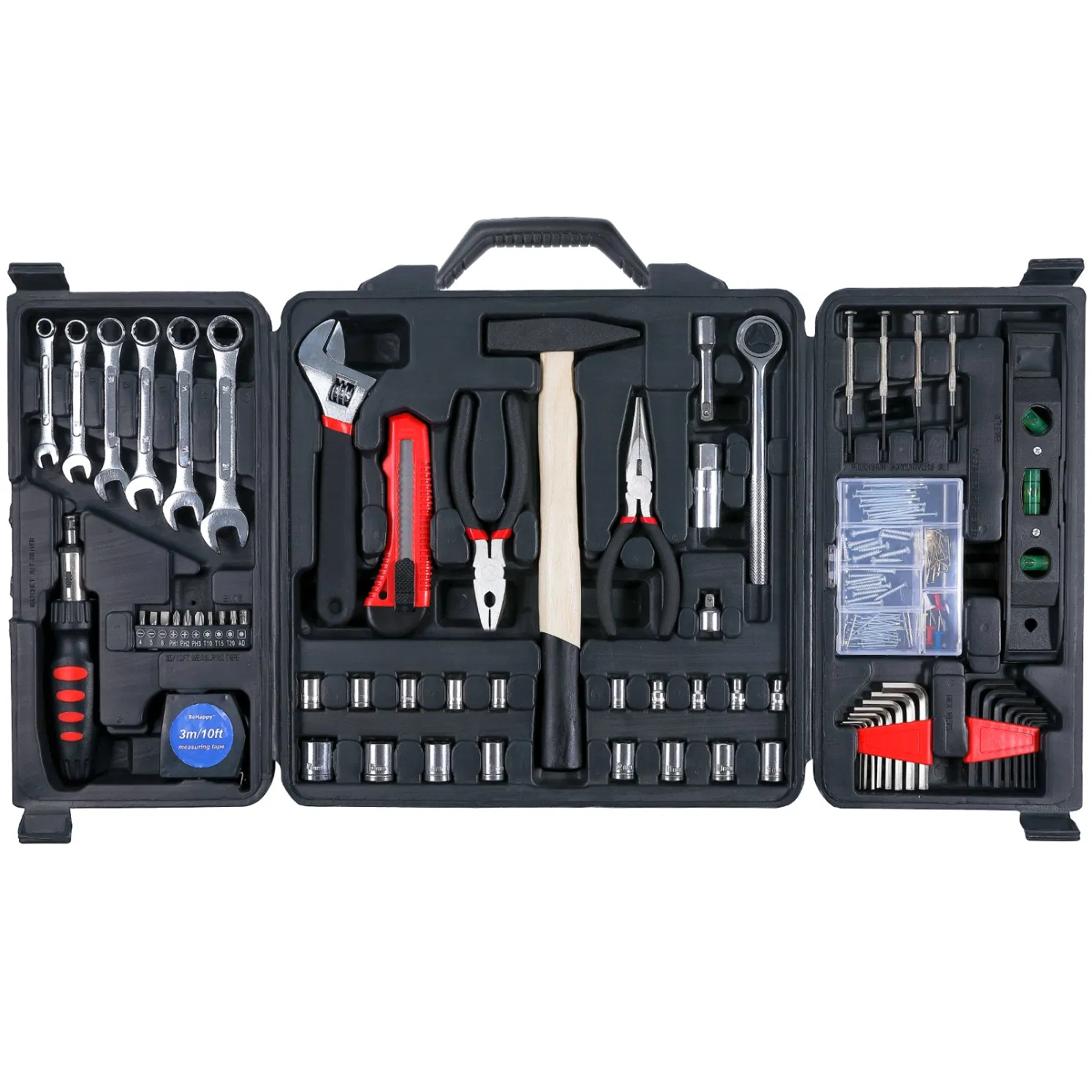 160 Conjunto de Ferramentas, Kit de Ferramentas Manuais para Uso Geral em Casa, Conjunto de Ferramentas para Reparos Domésticos com Caixa de Armazenamento de Plástico