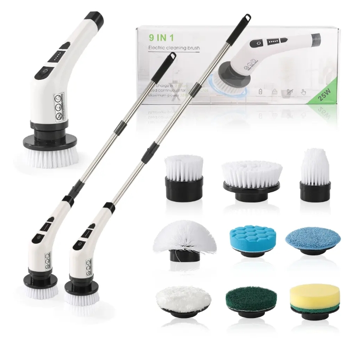 Kit de Limpeza Elétrica Long Reach Recarregável Escova de Limpeza Elétrica Multiuso