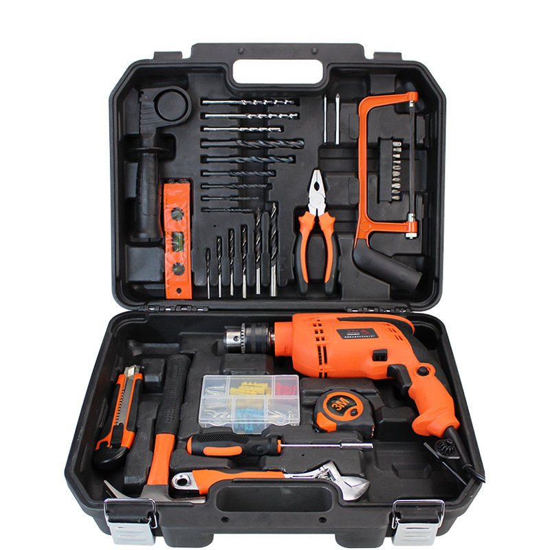 Conjunto de Ferramentas Manuais de Hardware para Reparação de Carros, Furadeira Elétrica de Impacto, Conjunto de Caixa de Ferramentas para Manutenção Elétrica à Venda