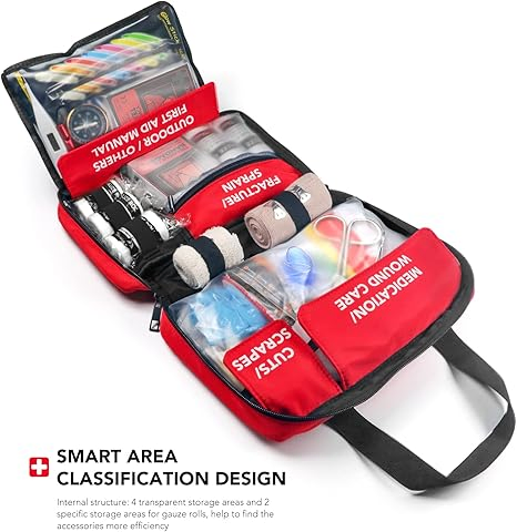 330-Piece Kit de Primeiros Socorros, Kit de Trauma Compacto à Prova d'Água, Suprimentos de Emergência para Casa, Escritório, Carro, Viagem, Acampamento ao Ar Livre