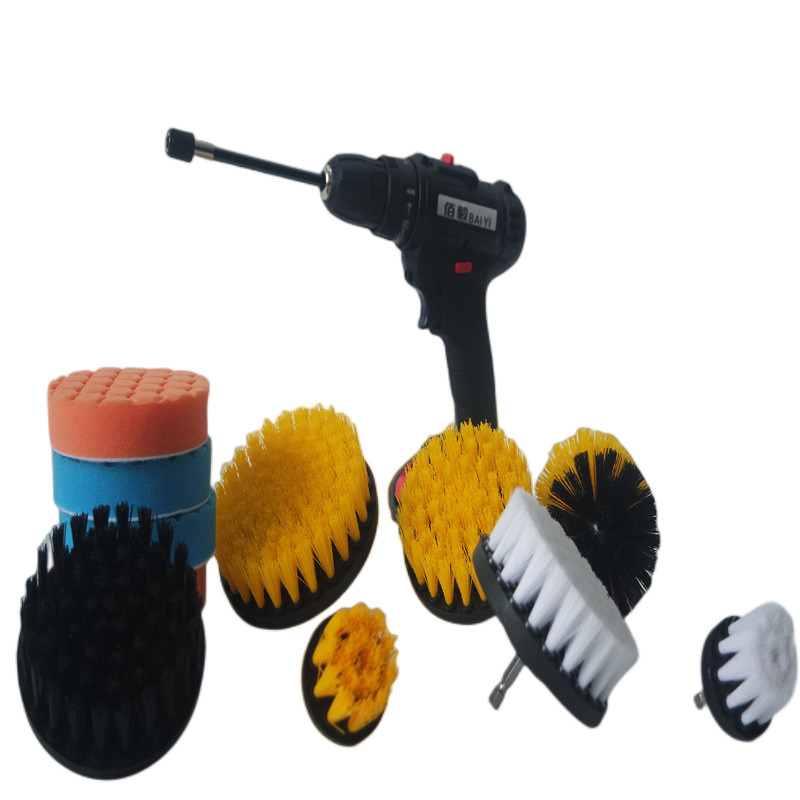 Escova de Limpeza para Carpete com Escova Rotativa de Potência e Acessório Longo Extensível, Conjunto de Almofadas para Polimento de Carros