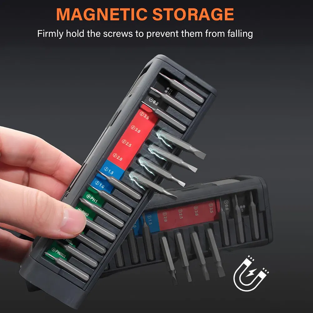 52 em 1 Conjunto de Chave de Fenda Elétrica de Precisão 5-Gear Ferramenta de Kit de Reparação de Eletrônicos com Luz LED Ajustável e Bits Magnéticos
