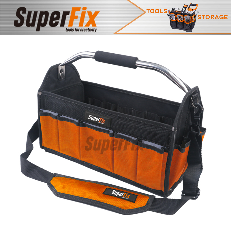 Bolsa de Nylon com Design Aberto, Alça Tubular Confortável, Forma Quadrada de Kit de Ferramentas