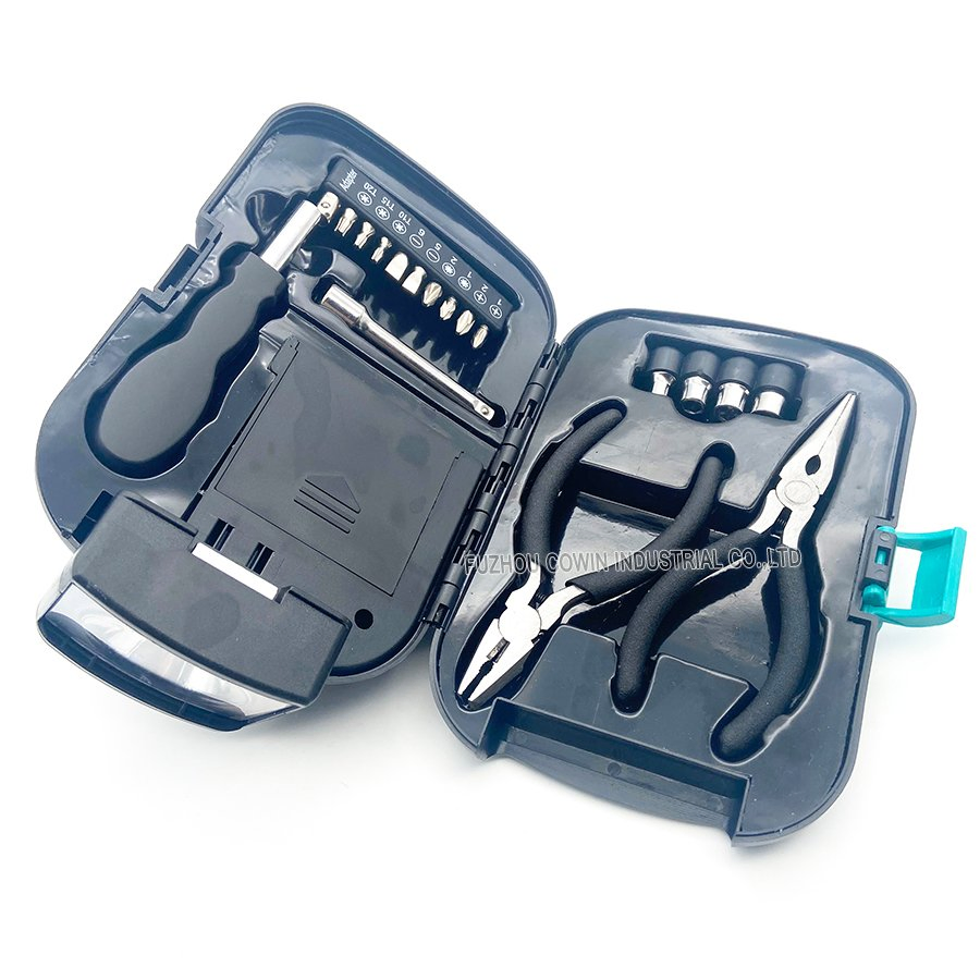 Conjunto de Ferramentas Personalizado 18 para Casa com Kit de Ferramentas para Reparos Manuais e Lanterna LED