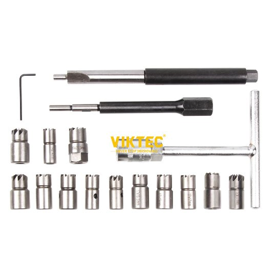 17PC Conjunto de Ferramentas para Corte de Assento de Injetor Diesel para Reparação de Motores de Precisão