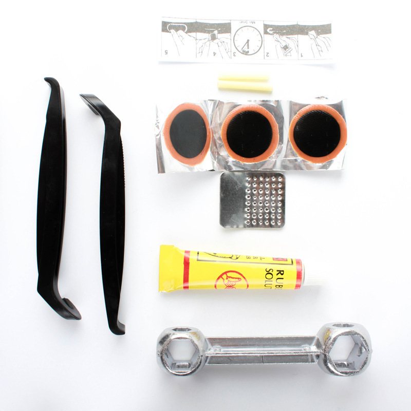 Conjunto de Reparação de Bicicleta, Conjunto de Pneus, Bomba, Conjunto de Chaves de Reparação, Bicicleta de Montanha, Ferramenta Multifuncional Portátil de Reparação de Bicicleta com Mini Bomba