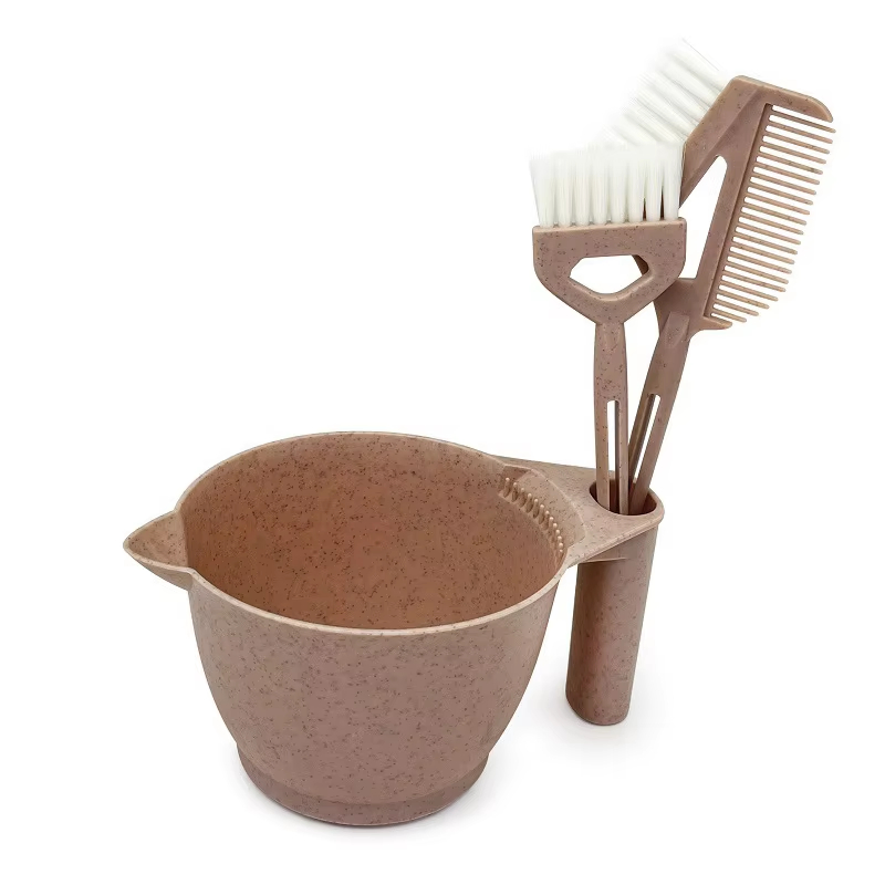 Kit de Tintura de Cabelo de Palha de Trigo Biodegradável Conjunto de Tintura de Cabelo Preto Ferramentas de Cabelo Ecológicas com Pincel e Tigela para Barbearia