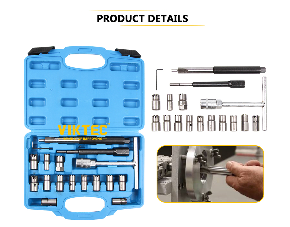 17PC Conjunto de Ferramentas para Corte de Assento de Injetor Diesel para Reparação de Motores de Precisão