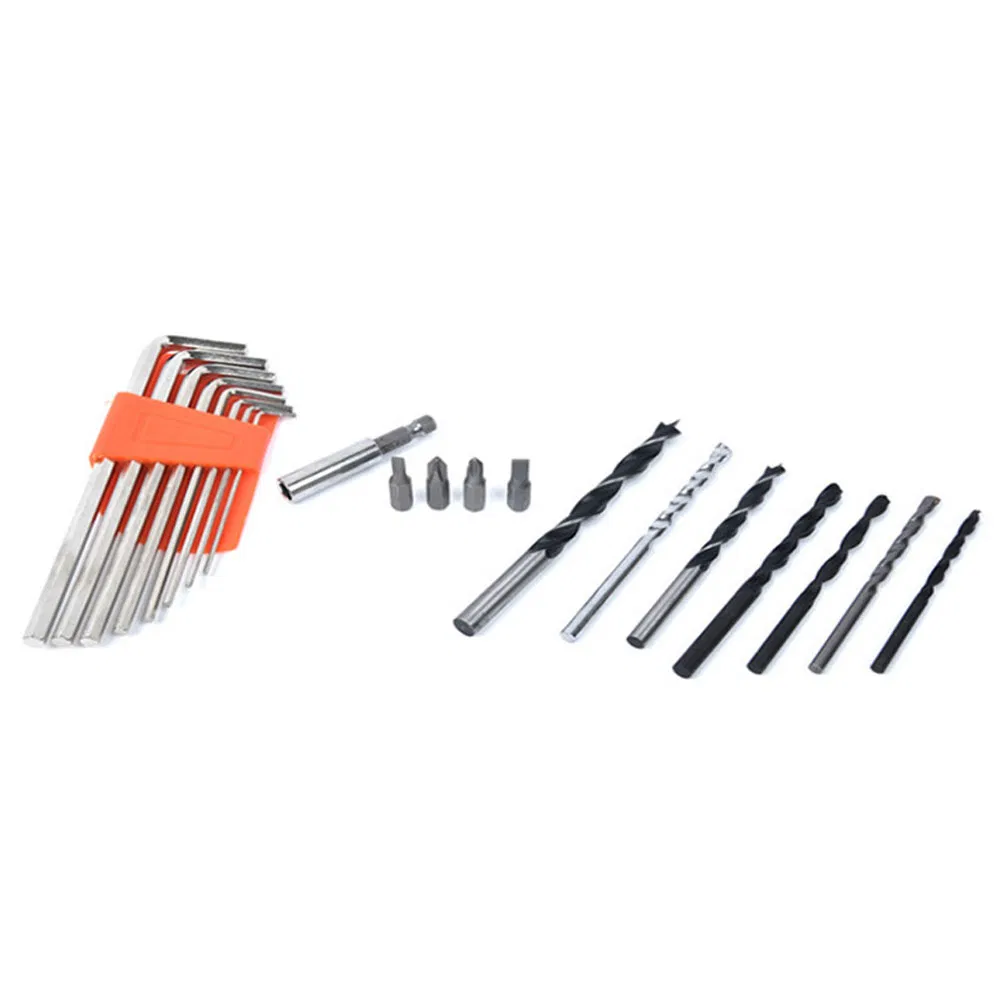 31 Conjunto de Ferramentas de Hardware Multi Função Chave de Fenda Elétrica Conjunto de Furadeira Ferramentas para Reparos Domésticos Eletricista Marcenaria Caixa de Ferramentas de Hardware