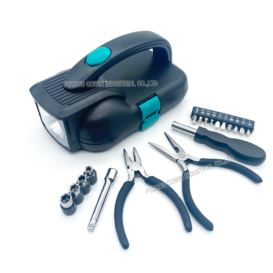 Conjunto de Ferramentas Personalizado 18 para Casa com Kit de Ferramentas para Reparos Manuais e Lanterna LED