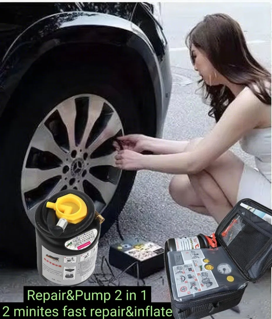 Kit de Ferramentas de Reparo de Pneus de Emergência para Veículos Elétricos de Nova Energia, Bomba Inflável Portátil Universal com 12V Bomba de Ar 180W