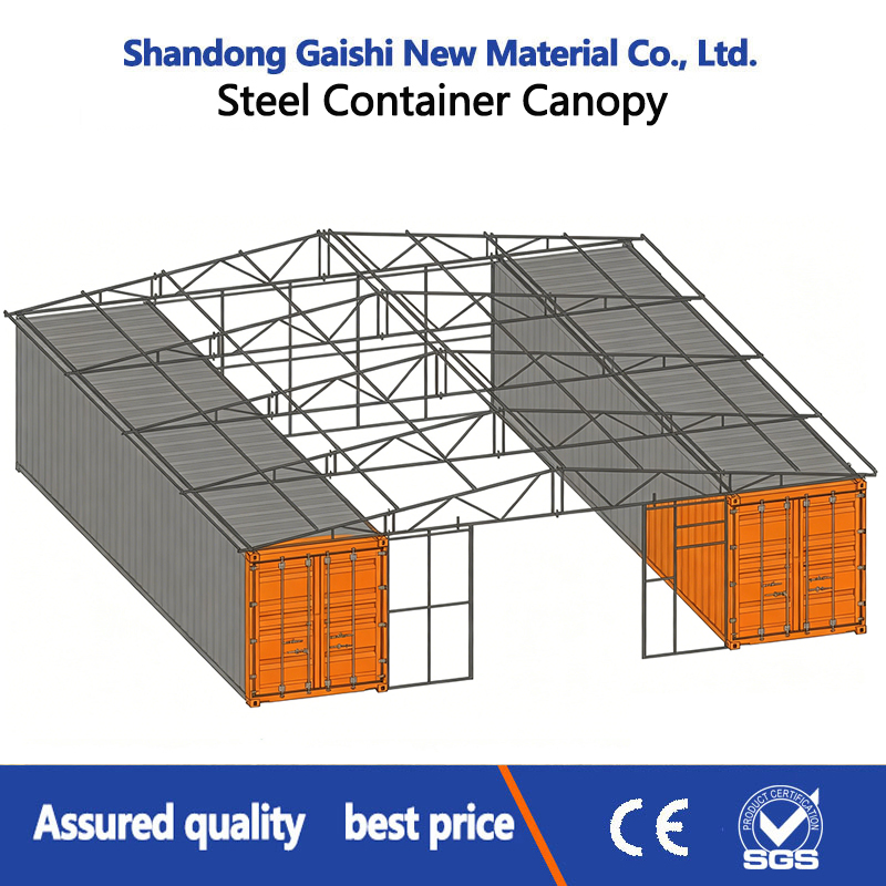 Abrigo de Gable Prefabricado de Contêiner de Carga Pesada OEM ODM Q235 Cobertura de Canopy de Contêiner de Aço Kit de Telhado para Armazenamento em Armazém