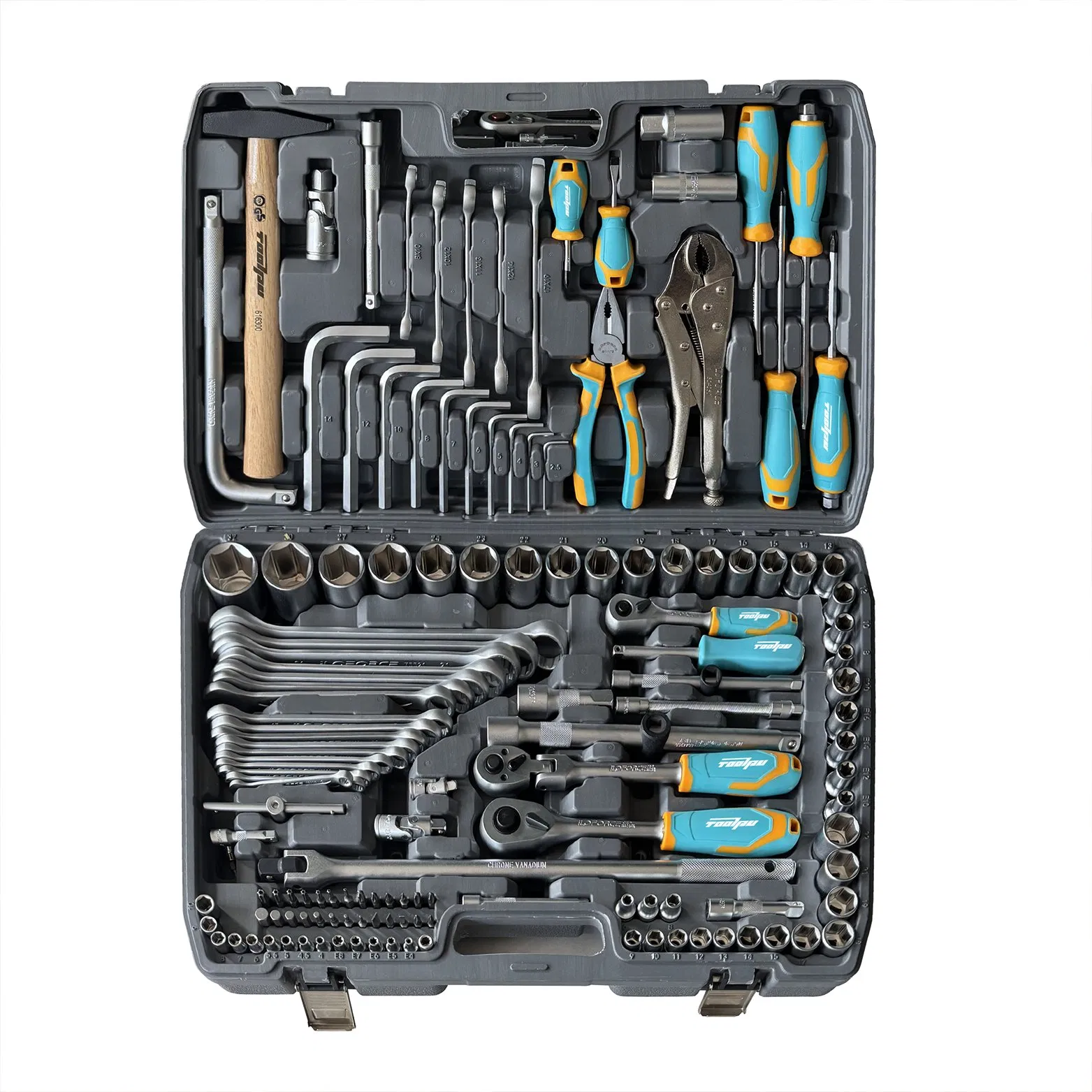 Conjunto de Soquetes de Alta Qualidade 142PCS em Cromo Vanádio (Cr-V), Kit de Ferramentas Manuais Multiuso para Manutenção Industrial e de Carros