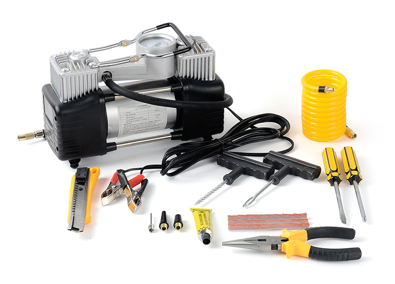 12V Manutenção de Emergência Carro Duplo Cilindro Portátil Rápido Reabastecimento de Ar Pneus Ferramenta Veicular Bomba de Ar Infladores de Pneus