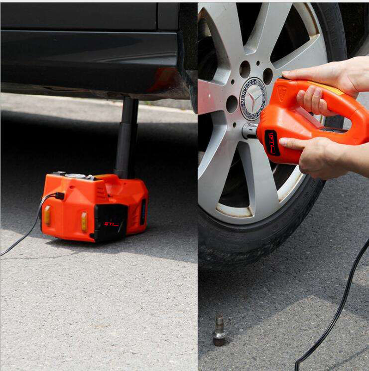 Kit de Ferramentas para Reparação de Carros 12V com Chave de Impacto Elétrica para SUV MPV Sedan Caminhão Troca de Pneus Garagem Macaco Elétrico / Chave de Impacto Elétrica / Bomba Infladora (HEM5TY)