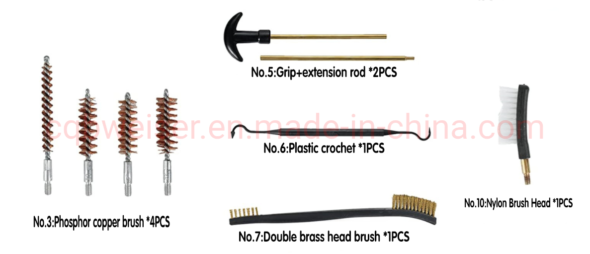 Kit de Escovas para Limpeza de Armas com Estojo Acessórios para Limpeza e Manutenção de Cano de Arma Corda de Limpeza Pacote Macio para Limpeza de Armas