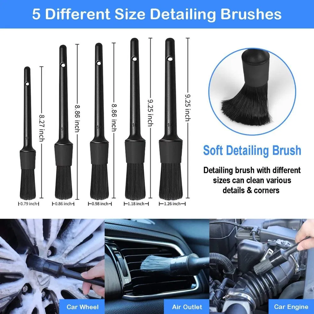 26PCS Kit de Limpeza de Carro Ecológico Conjunto de Escovas de Limpeza Profissional para Carro Luvas de Lavagem de Microfibra Escovas de Limpeza de Pneus e Rodas