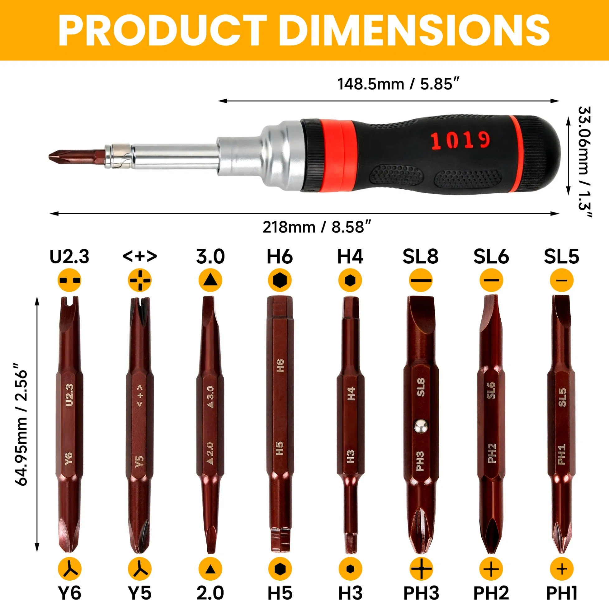 19-in-1 Chave de Fenda Magnética com Catraca para DIY