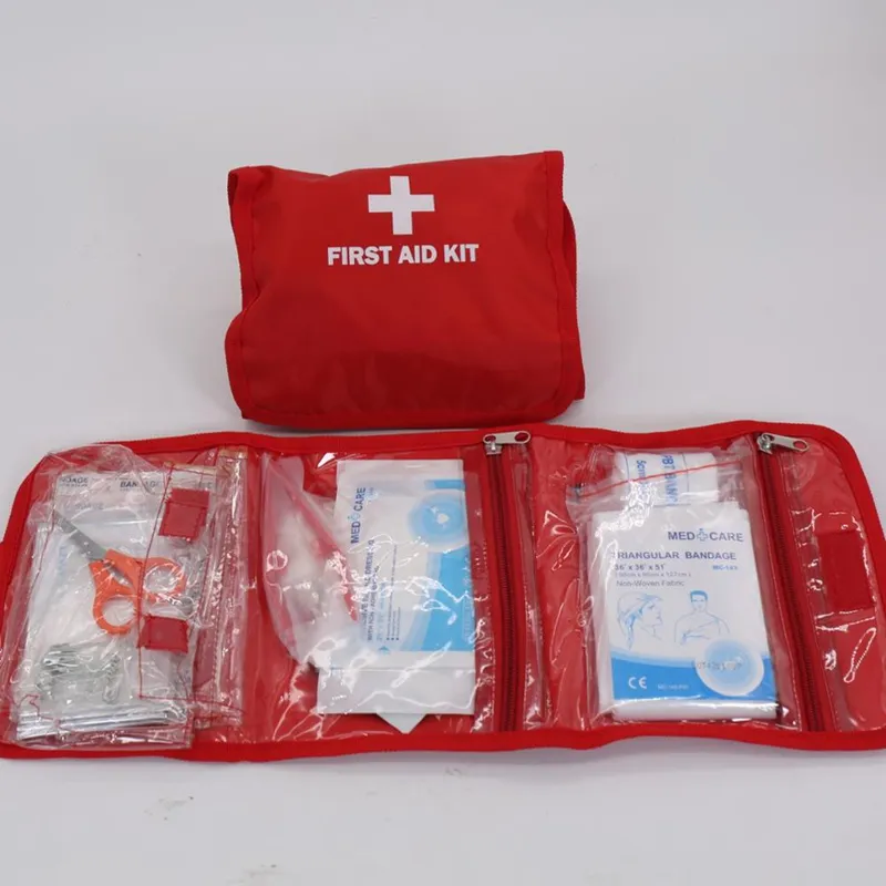 Kit de Primeiros Socorros para Cuidados com Ferimentos de Carro e Viagem, Kit de Ferramentas para Desafios ao Ar Livre com Rótulo Privado FDA