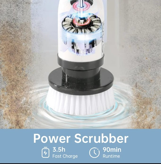 Kit de Limpeza Elétrica Long Reach Recarregável Escova de Limpeza Elétrica Multiuso
