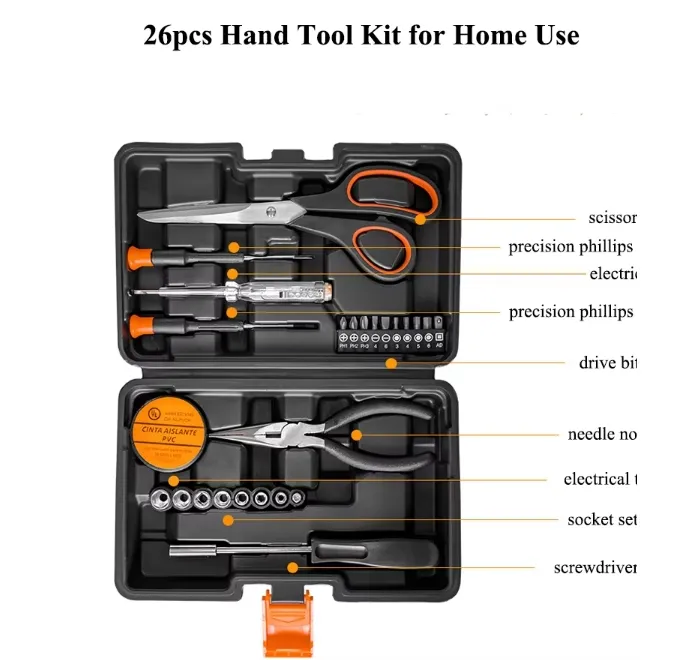 26PCS Kit de Ferramentas Manuais para Uso Doméstico Kit de Ferramentas Manuais para Casa